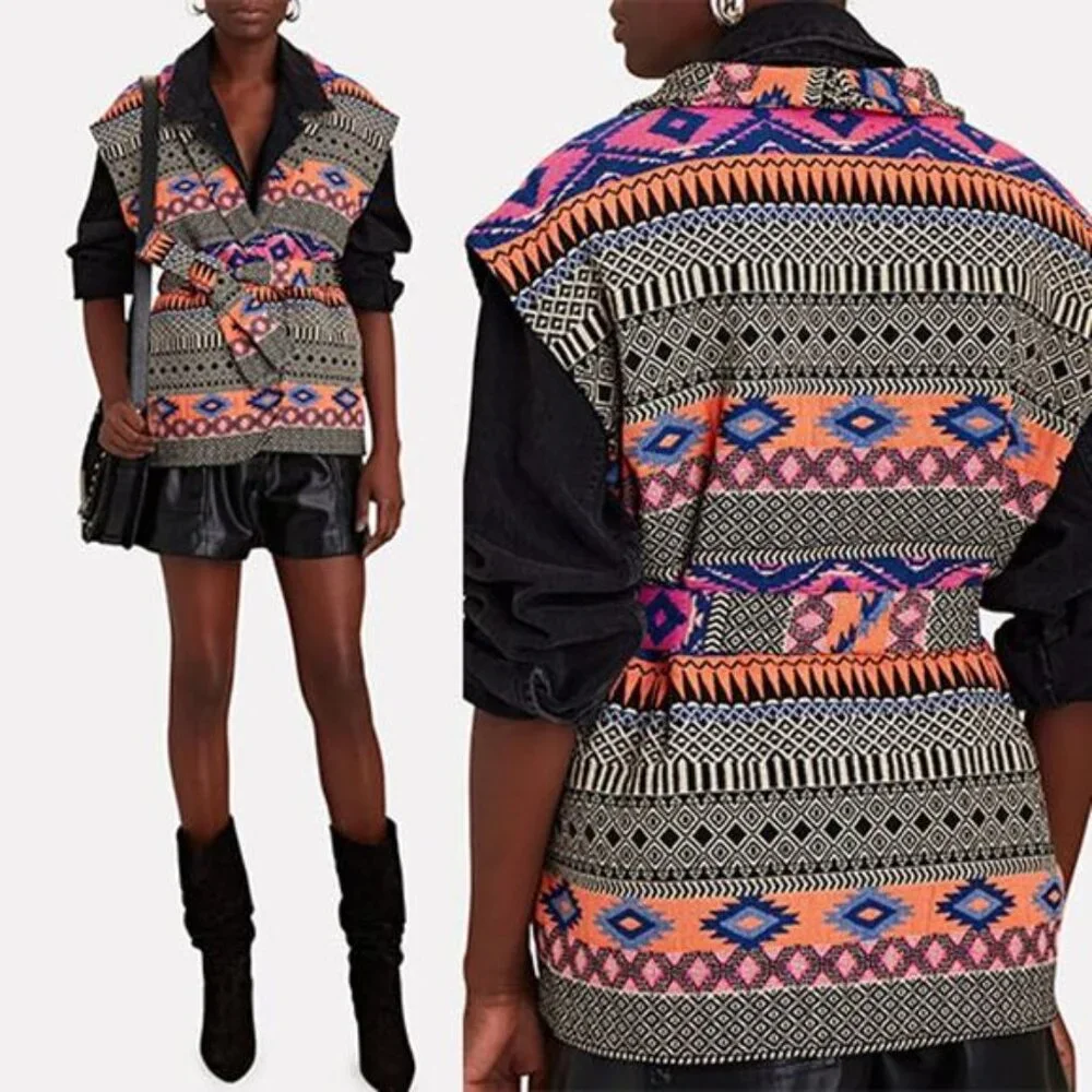 NWT Xirena Brett Quilted Lining Belted Black Multicolor Vest Size: Small - Picture 10 of 10